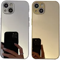 Luxury Glossy Plating Gold Silver Mirror Plain Phone Case for iPhone 16 15 14 13 12 11 Pro Max 15 14 16 Plus Back Cover Coques