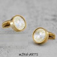WJFH-ARTS High Quality Copper Material Laser Retro Geometry Pattern Cufflinks Men's Business Temperament Cuff-Link Party Jewelry