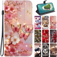Cat Bear Case for Samsung Galaxy A52s 5G A53 A73 A33 A23 A13 A32 A12 A51 A71 A50s A30S Case Wallet Flip Stand Back Cover Strap