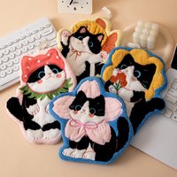 Cute Cat Hand Towel Coral Fleece Strong Water Absorption Toilet Handkerchief Hanging Style Soft Bathroom Kerchief Kitchen