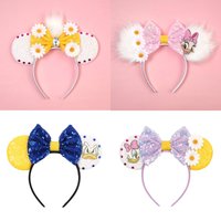 Disney Mickey Mouse Ears Headbands for Baby Girls Daisy Duck Hairbands Donald Duck Headwear Adults Women Bows Hair Accessories