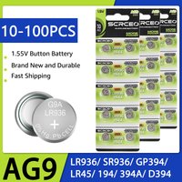 10-100PCS AG9/LR936 Coins Cell Batteries Replace For SR936 GP394 LR45 194 394A Durable Button Battery for Watch Calculators Toys
