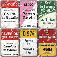Retro Cycling Race Landmark Plaque Tin Sign, France Austria Italy Alpe Poster Metal Plates, Bar Club Garage Home Wall Art Decor