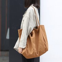 Ins large capacity canvas tote bag commuting shopping bag fabric bag solid color tote bag lazy style
