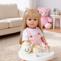 NPK 22inch Newborn Reborn Doll Soft Silicone Vinyl Full Body Toddler Girl Ellie Princess Lifelike Real Baby with Long Wig Hair