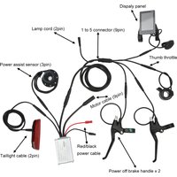 Electric Bike 15A Waterproof Controller Kit with GD06 Panel 130X Thumb Throttle 8C Speed Assist Brake Handle