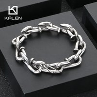 KALEN Domineering Nail Links Chunky Men's Bracelet Punk Personalized Stainless Steel Jewelry Polished Thick Party Accessories