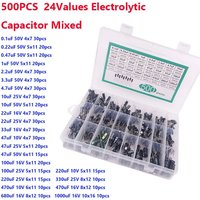 500PCS 10V 16V 25V 50V Electronic Kit 0.1uF-1000uf 24Values elektronik Electrolytic Capacitor Mixed DIP Electrolyte Capacitors