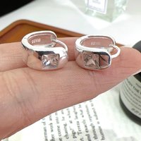 VENTFILLE 925 Sterling Silver Geometry Zircon Hoop Earring for Women Design Classic Office Jewelry Birthday Gift Dropshipping