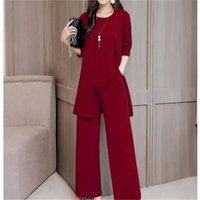 Three-Piece Suit For Women's 2025 New Long Windbreaker Cardigan Spring Autumn Temperament Female 3 PCS Vest Pant Sets Elegant