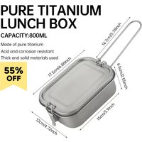 800ml Pure Titanium Lunch Box Outdoor Sealed Leakproof Camping Food Container with Portable Folding Handle Crisper Hiking Picnic