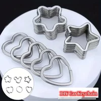 10Pcs Stainless Steel Keychain Set DIY Car Accessories with Star Heart Flower Shapes Durable Personalized Keychain Gift Idea