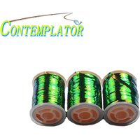 2spools Two Tones Flat Mylar Tinsel Fly Tying Materials 0.5mm-2.0mm Peacock Orange Metallic Tinsel For Midges Nymph Flies Body