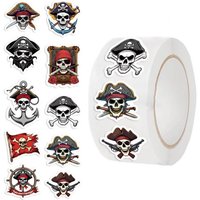 500Pcs/roll Cartoon Pirate Diy Stickers Anime Seal Label Decorative Cartoon Kids Party Candy Rolls Stickers Toys