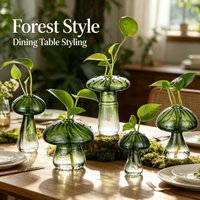 5Pcs/set Mushroom Propagation Vase Colored Flower Vases Decorative Unique Small Glass Vases for Bedroom Bathroom Kitchen