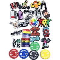 27Pcs Fitness Gym Life Dumbbell Kettlebell Protein Lifts Coffee PVC Shoes Charms Clogs Pins Decoration Kids Woman Party Gift