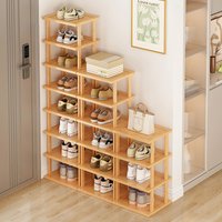 Vertical Shoe Rack - Tall Narrow Shoe Rack Organizer for Small Spaces, Bamboo Shelf for Entryway, Closet, Corner, Doorway