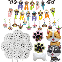Pet dog Birthday Party banner garland swirls decorations Pet dog balloon Husky corgi balloon puppy Paw bone Balloons decoration