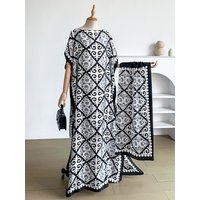 Elegant plus Size Kaftan Dress Floral Pattern Classic Sleeve Stylish Womens Clothing Exquisite Design for Casual Occasions