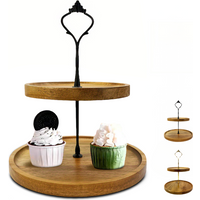 Premium Wooden Cupcake Stand with 2 Tier Serving Tray, Perfect Rustic Dessert Display Stands for Wedding, Birthday, Tea Party