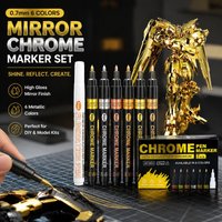 Chrome Plated Mirror Marker High Gloss Metallic Paint Pen Model Silver Gold Coloring Tool Electroplated Retouching Pen Bright