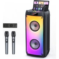 T10-T Wireless Bluetooth Speaker, Karaoke Machine with 2 Microphone, Home Karaoke Party Speaker with Led Light, Stage Subwoofers