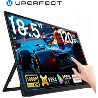 UPERFECT 18,5" 120HZ Touchscreen Tragbarer Monitor 100% SRGB mit VESA & Ständer 180 ° Verstellbares, ultradünnes und leichtes, randloses FHD-FreeSync-IPS-HDR-Gaming-Display für Xbox, PS4/5, Laptop,