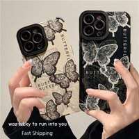 INS Retro Schmetterling Silikon Handyhülle für iPhone 11 12 13 14 15 Pro Max X XS XR 7 8 Plus SE Mini Weiche stoßfeste Vollabdeckung