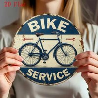 AliExpress HELLOYOUNG Vintage Bicycle Service Aluminum Sign - Rustic Decor for Garden, Porch & Bar with Retro Weathered Finish