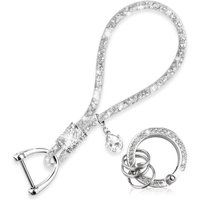 Fashion Rhinestone Wristlet Teacher Keychain for Car Key Keychain Bling Wrist Strap Crystal Key Chain Holder Key Ring Gift