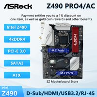 ASROCK Z490 PRO4/AC LGA 1200 motherboard Z490 placa mãe CPU Support i9-10900K i7-10700K i5-11400F i5-10600KF DDR4 Ultra M.2 ATX