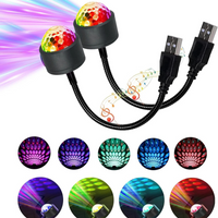 USB Colorful Stage Light 360° All-round Rotation LED Projector Light DJ Car Voice Music Controlled Atmosphere Lights for Party