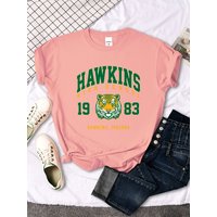 Hawkins High School 1983, bedrucktes Damen-T-Shirt, neue Harajuku-T-Shirts, Street-Fashion, Streetwear, lässige Rundhalsausschnitt-Kleidung