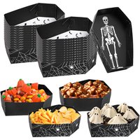 12/24Pcs Halloween Coffin Paper Food Serving Trays Candy Snack Cookie Gift Boxes Trick or Treat Halloween Party Decor Supplies