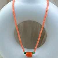 4mm Birthday Jewelry Gift Natural Sea Bamboo Orange Coral Short Charm Pendant Necklace 17-20inch