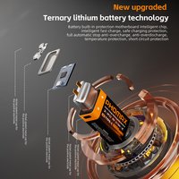 PHOMAX USB 9V Rechargeable Battery 4800mWh Type-C Rechargeable 6F22 9V Li-ion Batteries For RC Helicopeter Model Multimeter Toy