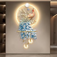 Modern light luxury peacock porch light painting means a good LED light hanging picture corridor three-dimensional light art wal