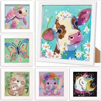 1pc frameless 2024 New DIY Children's Diamond Painting Set Cartoon Animal Picture Crystal Water Diamond Embroidery Birthday Dec