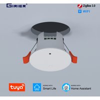 GIRIER Tuya ZigBee Human Presence Sensor Ceiling Mounted Smart Motion Sensor with Light Detector AC90-240V Input Work Smart Life