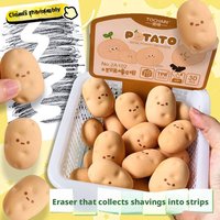 1/3PCS Funny Potato Shaped Eraser For School Kids Cute TPR Pencil Erasers Clean Without Traces Less Debris Cute Stationery1/3
