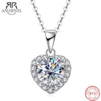 AnuJewel 1ct D Color Heart Moissanite Pendant 925 Sterling Silver 40+2+3cm Necklace Wedding Jewelry Wholesale