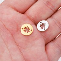 5pcs/lot 12mm Mirror Polished Stainless Steel Lucky Flower Clover Charm Jewelry Making DIY Handmade Craft Accessories