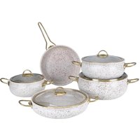 Granite Cookware Set 9 Pieces Induction Pressed Aluminium Non-stick White Soup Pot Cookware Sets