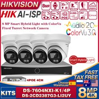 Hikvision DS-2CD23(4)87G3-LI2UY 4/8MP Smart Hybrid Light ColorVu3.0 Fixed Turret AI Network Camera HikAI-ISP 8POE 8CH NVR Kits