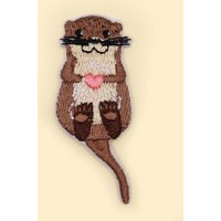 Iron-On Otter Patch/Nature Animal Badge/Otters Badge/Decorative Patch/DIY Embroidery/Embroidered AppliqueAnimal Lover Gift