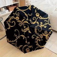Automatic Folding Umbrella with Golden & Black Luxury Design - 8-Rib Compact Portable Umbrella with Handle & Automatic Opening