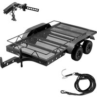 DashRC 1/10 RC Trailer for Hauling Behind Car, Metal Flatbed Trailer Builder Kit for RC Crawler TRX4 TRX6 SCX10 Gen8 Upgrades