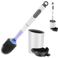 Toilet Bowl Brush Holder Set Silicone Toilet Brush with Refillable Handle Dispenser Bathroom Scrubber Rv Cleaner Toilet Brush
