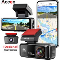 4K Dash Cam Built-in WiFi GPS HD Night Vision Driving Recorder Loop Recording Support APP Control 24H Parking Monitoring