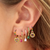 Exquisite Zircon Dangle Earrings For Women Colorful Zircon Circle Earrings Fashion Party Jewelry